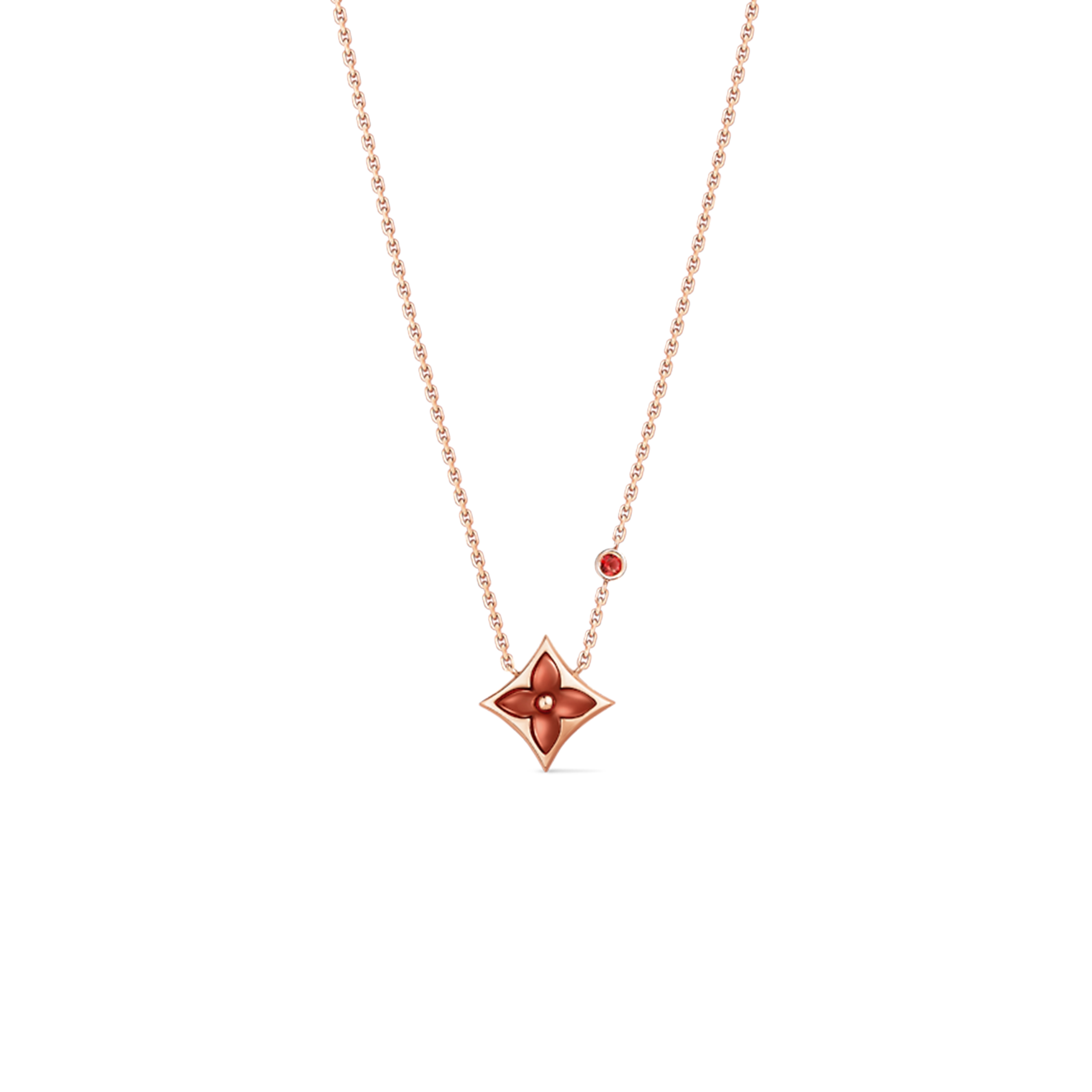 LOUIS VUITTON COLOR BLOSSOM BB CNY STAR 18K CHALCEDONY RUBY NECKLACE Q03272